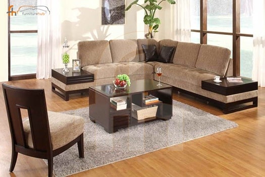 FH-5436 Living Room Wooden Corner Sofa (5 Seats)