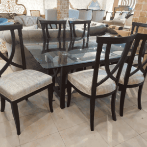 Cross dining table with 6 chairs