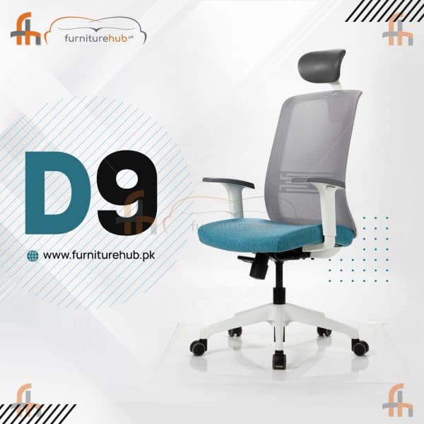 D9 Office Chair In White And Blue On Sale Available At Furniturehub.Pk