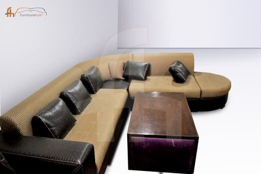 FH-5924 L Shape Leather & Fabric Sofa