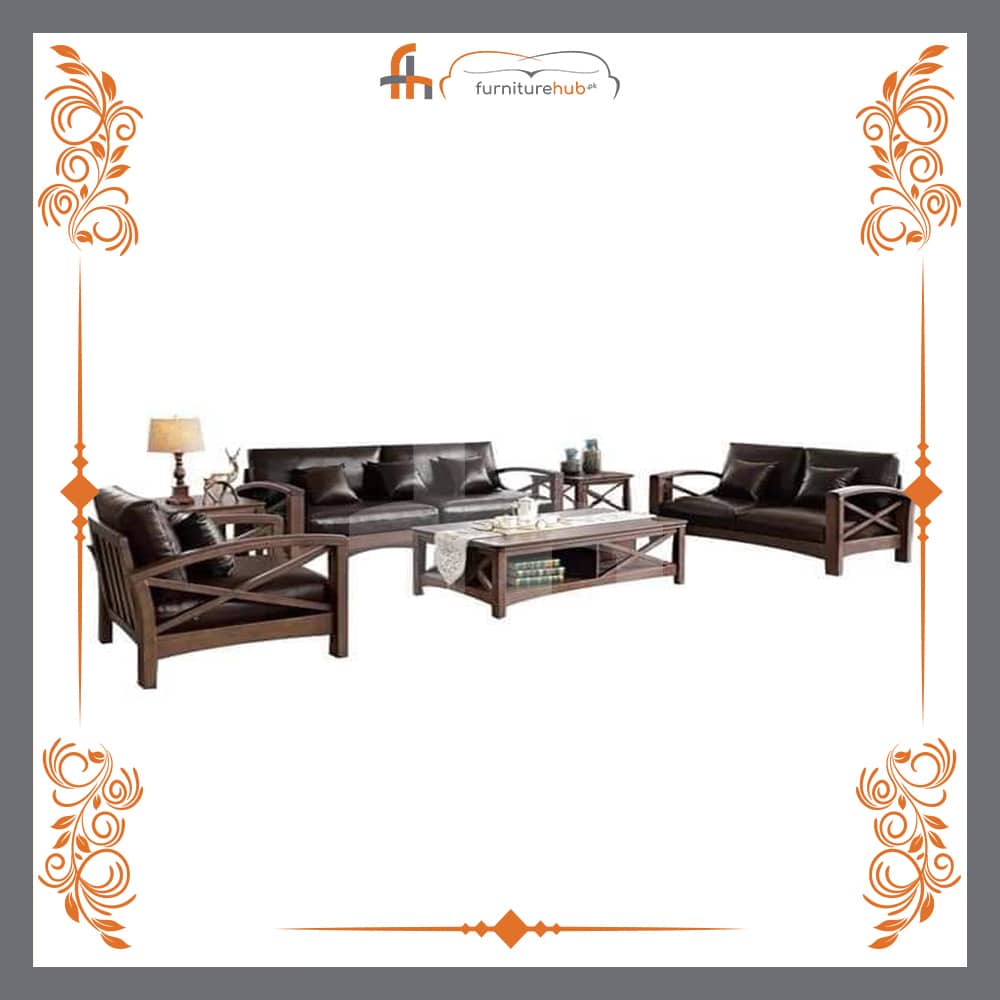 Sofa Set With Center Table In Sheesham Wood (FH-1216)