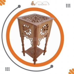 Wooden Corner Table With Fine Wood Carvings Avaialble At Furniturehub