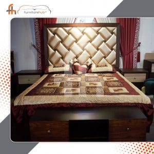 Full Bed Set With Chain Style Tufting Back On Sale at Furniturehub.Pk