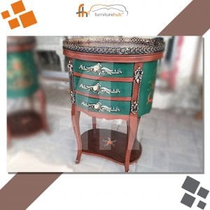 Small Corner Table In Green Hand-Painted Design At Furniturehub.Pk
