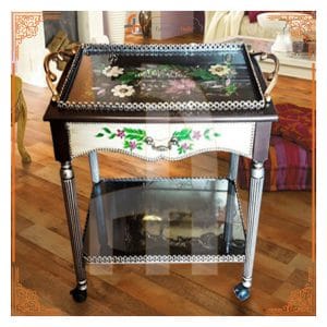Tea Trolley Hand-Painted Tray Style Avaialble On Sale At Furniturehub.Pk