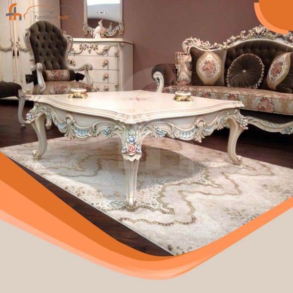 Wooden Center Table With Flower Detailing On Sale At Furniturehub.pk