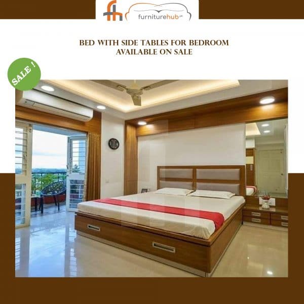 Bed With Side Tables For Bedroom Available On Sale At Furniturehub.Pk