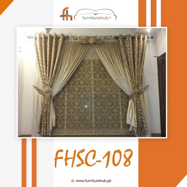 Blind Curtain Design In Gold Color Available On Sale At Furniturehub.Pk