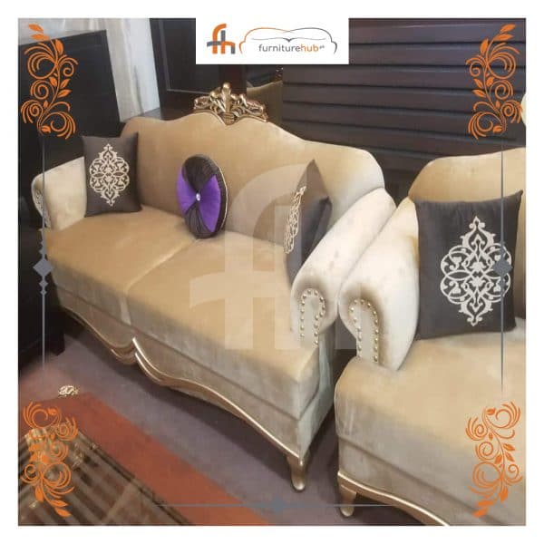 Simple Sofa Set Available On Sale With Elegant Printed Cushion
