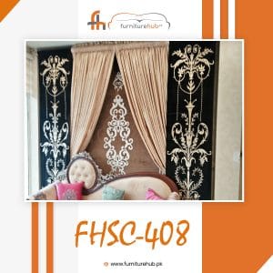 Floral Curtains Design In Black Available On Sale At Furniturehub.PK