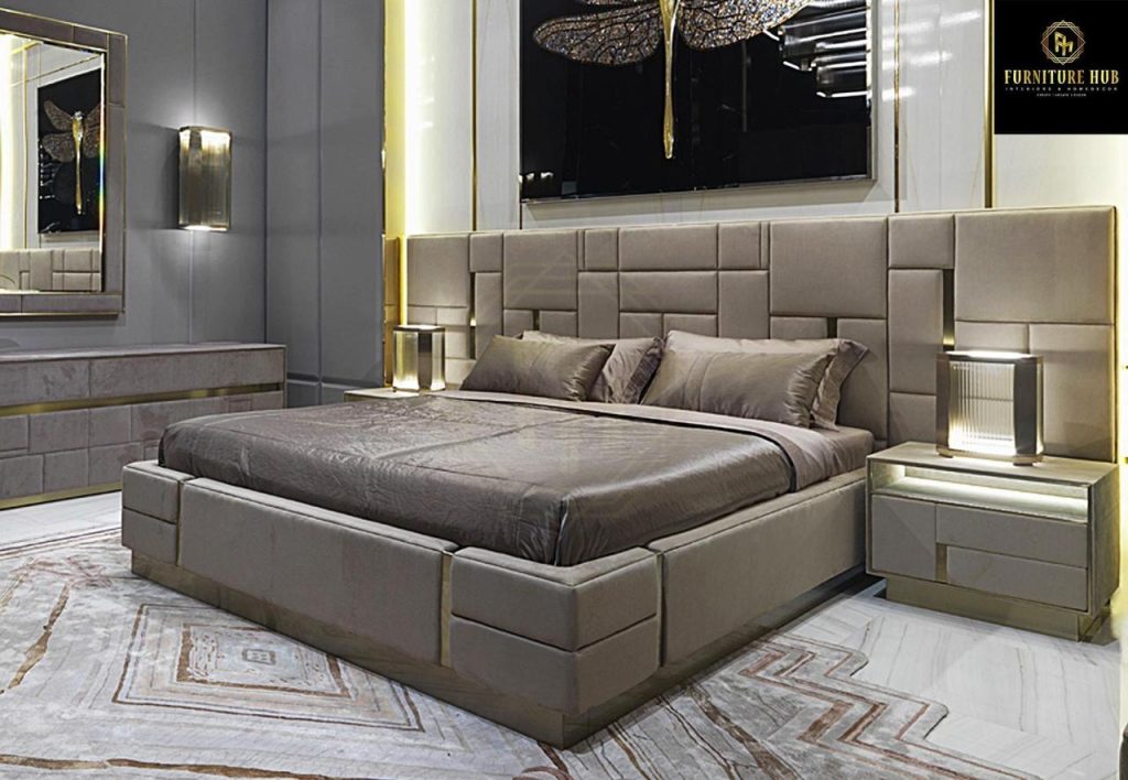 FH1530 Attached Side Table Bed Set furniturehub.pk