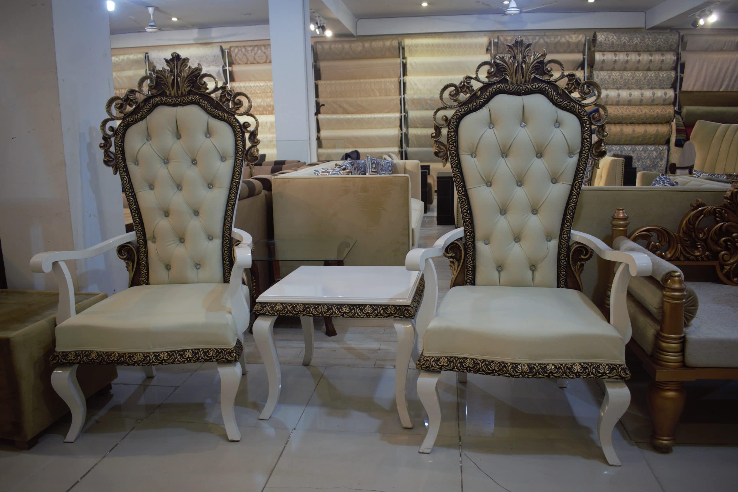 FH-1672 White Royal Chairs Set