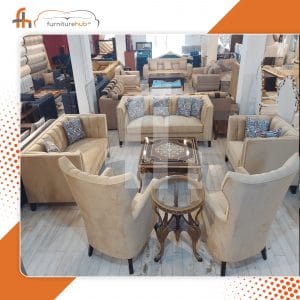 Lobby Sofa Design In Hazel Brown Available On Sale At Furniturehub.Pk