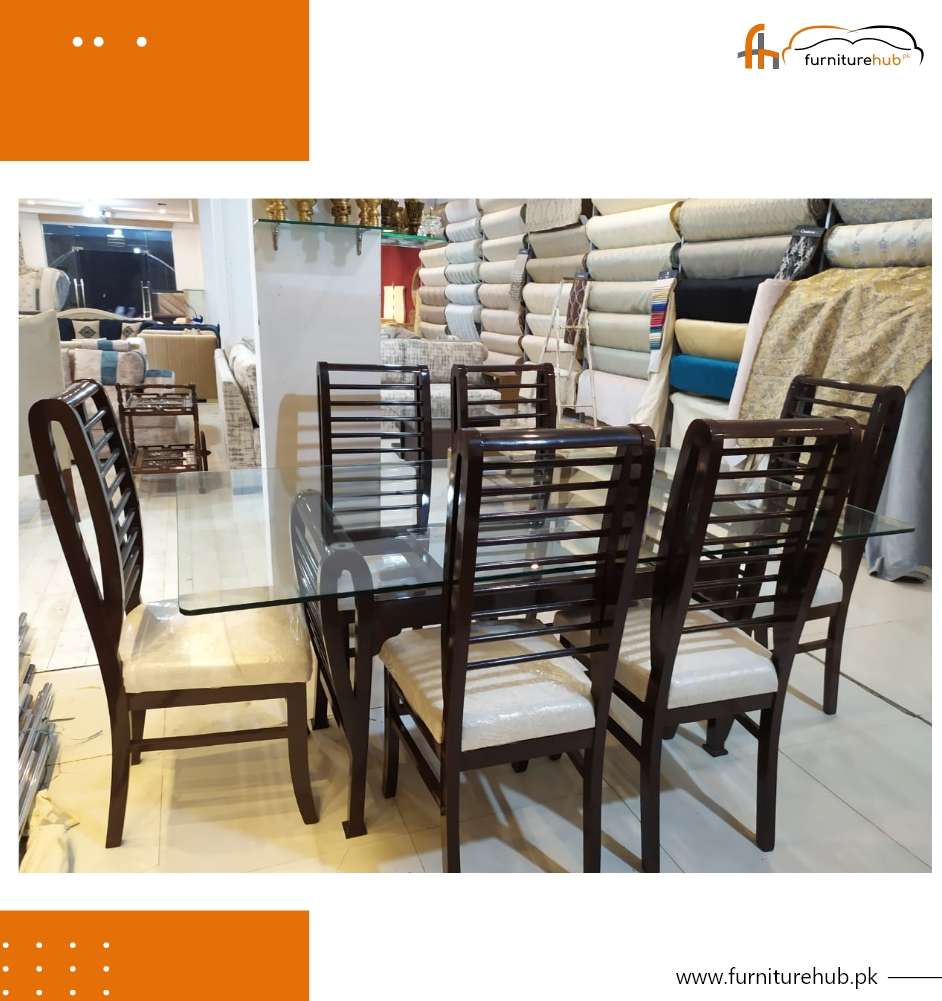 FH-1697 Rod dining table with 6 chairs Image