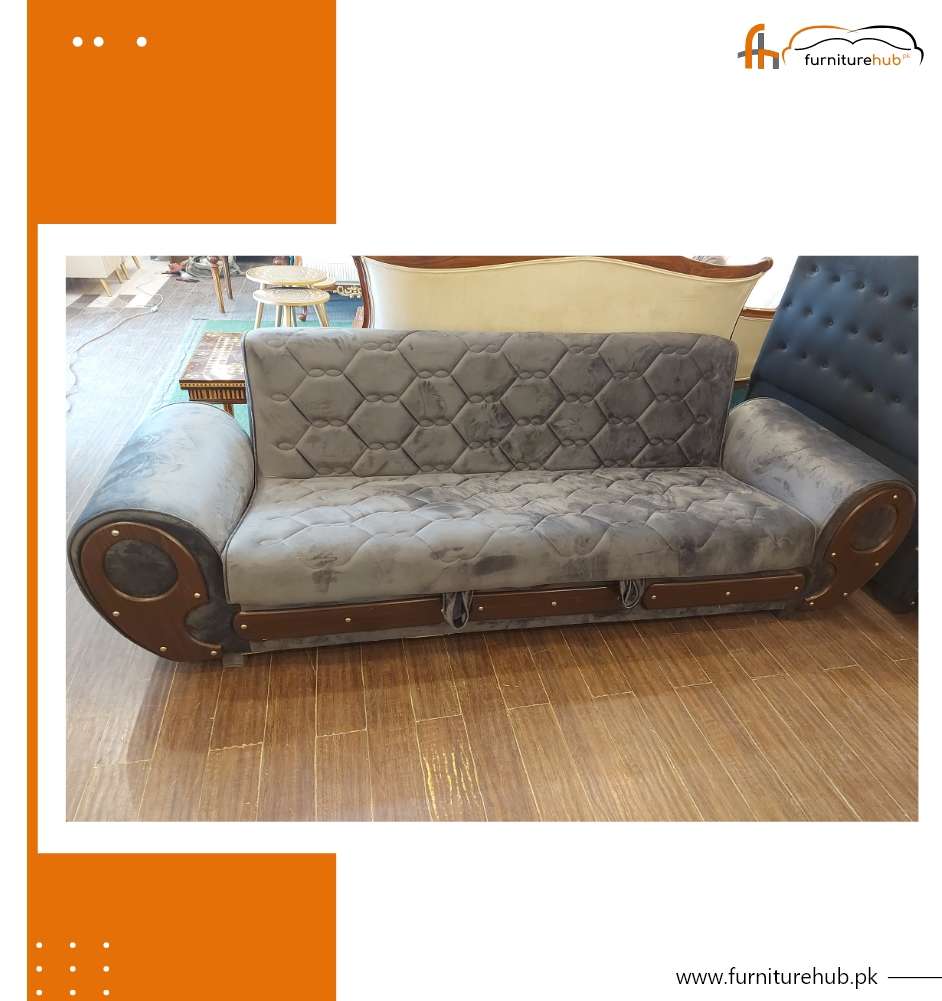 Sofa Bed Online In Gray Velvet