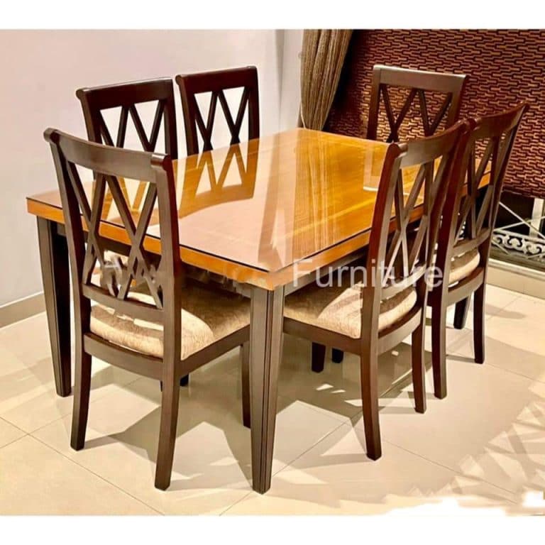 Buy FH-1748 Wooden dining table 6 chair Online at Discount Price in