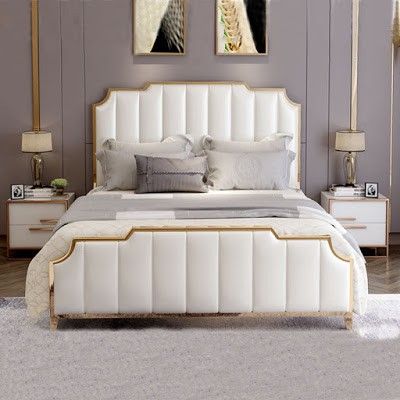 FH-1791 Arabese upholstered Bed With Brass Work