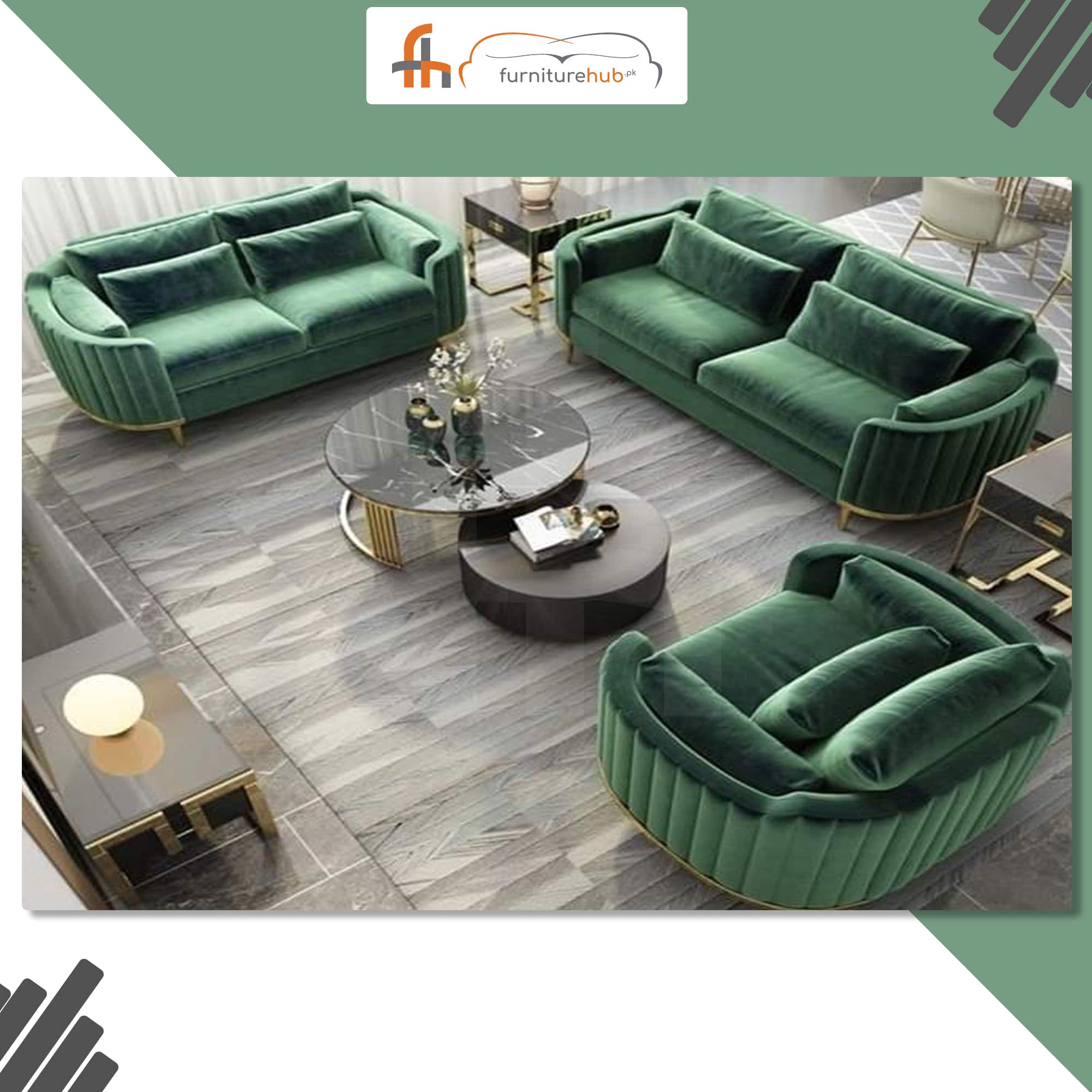 Green Color Sofa Set (FH-1829)