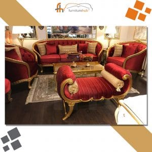 Red Velvet Sofa Set Luxury Product Available At Furniturehub.Pk