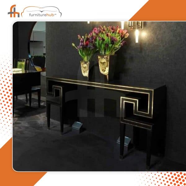 Solid Wood Console Table In Black Available On Sale At Furniturehub.Pk