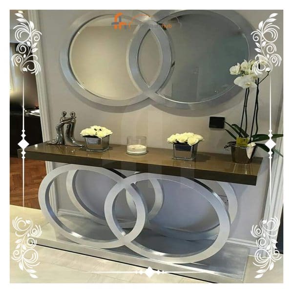 Mirrored Console Table Spiral Stand Design Available At Furniturehub.Pk