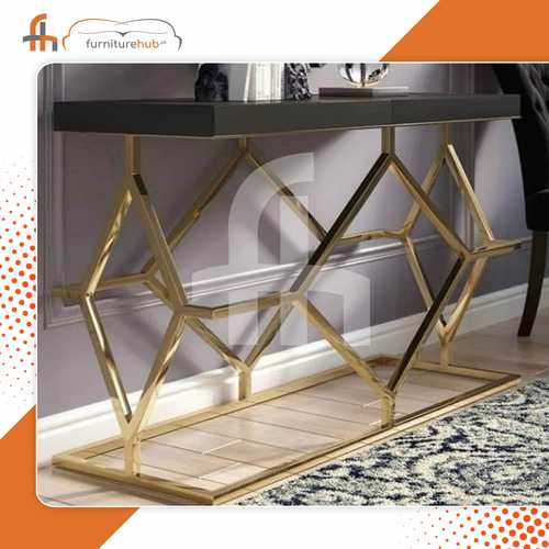 Black Console Table With Brass Structure Available