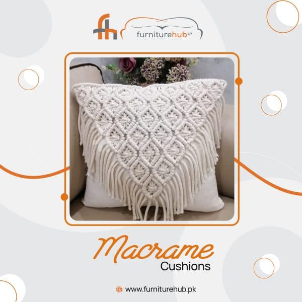 White Cushions In Macrame Available On Sale At Furniturehub.Pk