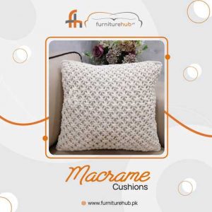 Macrame Throw Cushion In White Available On Sale