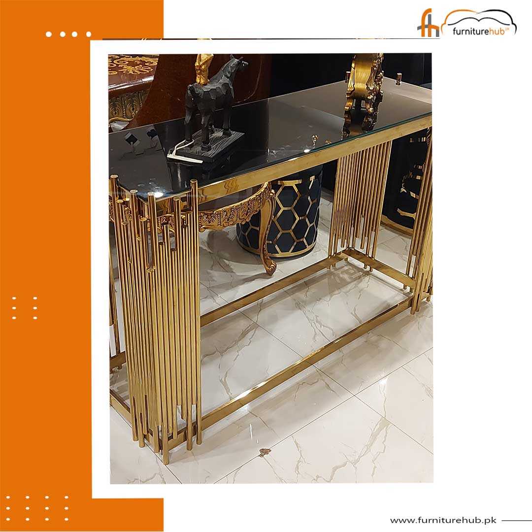 FH-7229 Contemporary SS Croom Plated Console