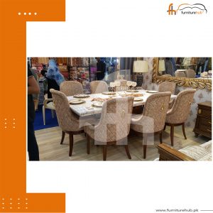 FH-7991 Serene Contemporary Luxury 8 Seater Dining Table Set