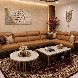 FH-4982 Silicon Brass Sectional Sofa Set
